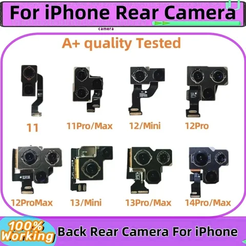 Задняя камера для iPhone 11 12 13 Pro Max Mini 14 15 Pro Max Plus, гибкий кабель с основным объективом, модуль задней камеры, запасные части