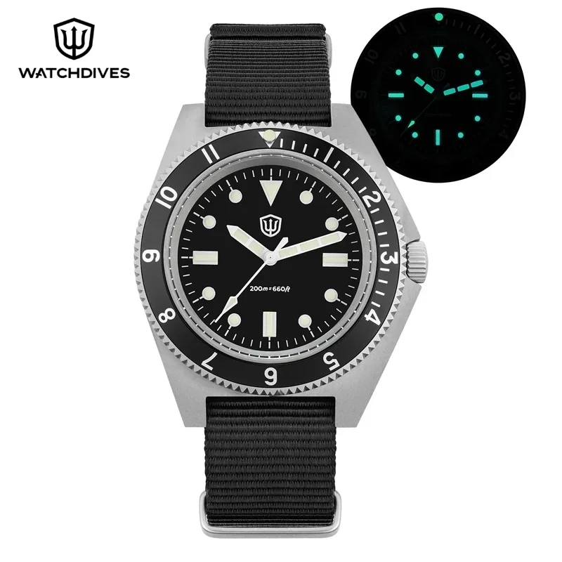 Фото Watchdives WD1972 Мужские часы VH31 Sweep Seconds Механизм Сапфировое стекло BGW9 Светящиеся 20 бар Водонепроницаемые винтажные часы №1