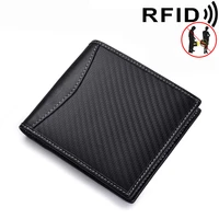 mens wallet carbon fiber genuine leather billfold slim hipster cowhide credit cardid coin purses luxury business foldable wall