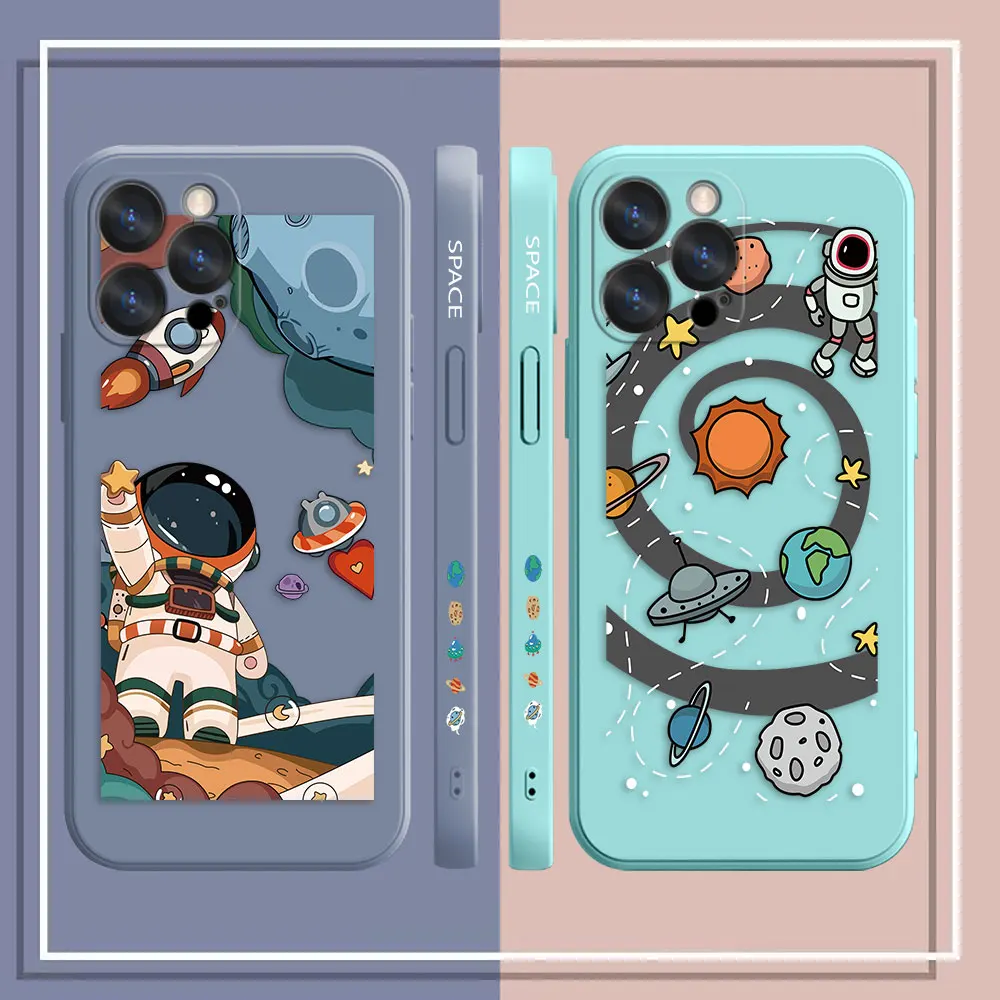 Case For Apple iPhone 14 13 12 11 Pro XS Max Mini X XR SE 7 8 6 6S Plus Case Cover Funda Cqoue Shell Capa Space Astronaut GALAXY