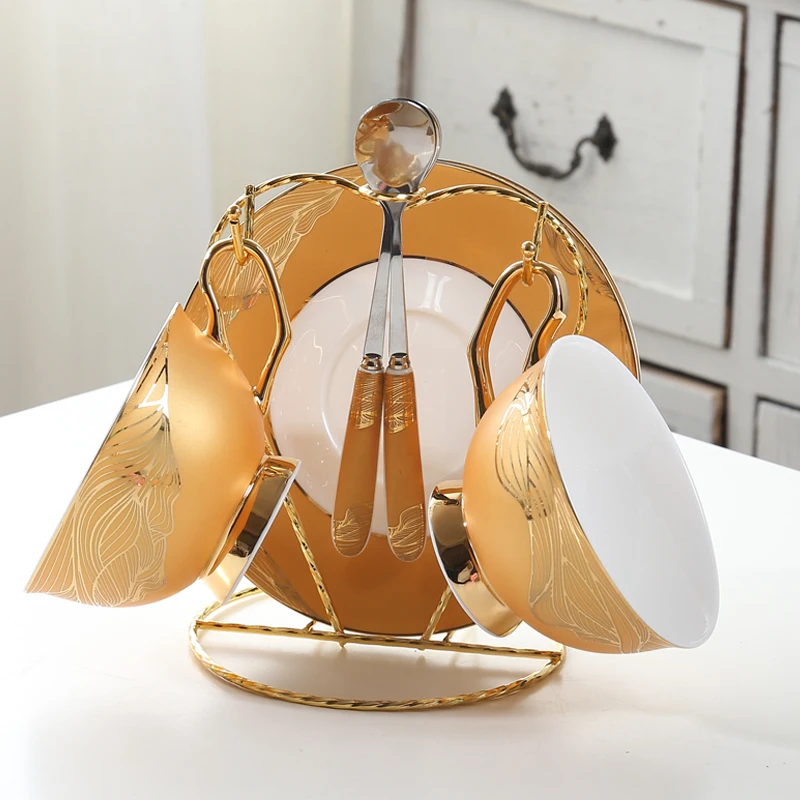 

Bone China Coffee Cup European Small Luxury Simple Household Tea Cup Set English Afternoon Tea Set Ceramic Cup