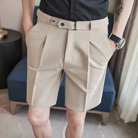 2022 british style summer straight suit shorts for men clothing simple slim fit business formal wear breathable short homme