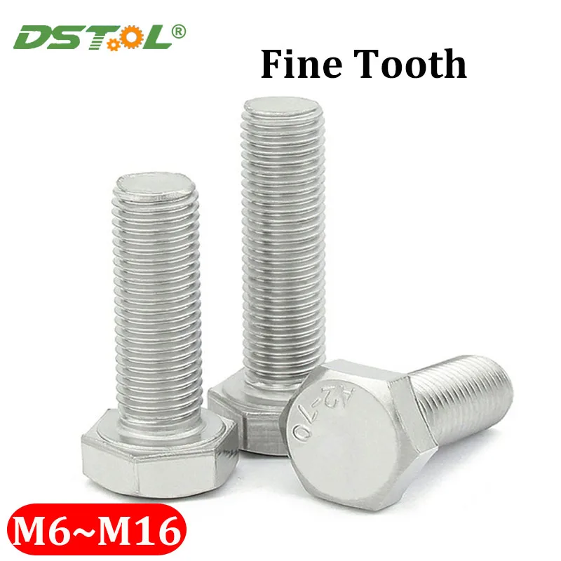 

DIN933 Fine Threads Hex Head Screws 304 Stainless Steel Hexagon Head Bolts With Full Thread Bolt Screws M6 M8 M10 M12 M14 M16