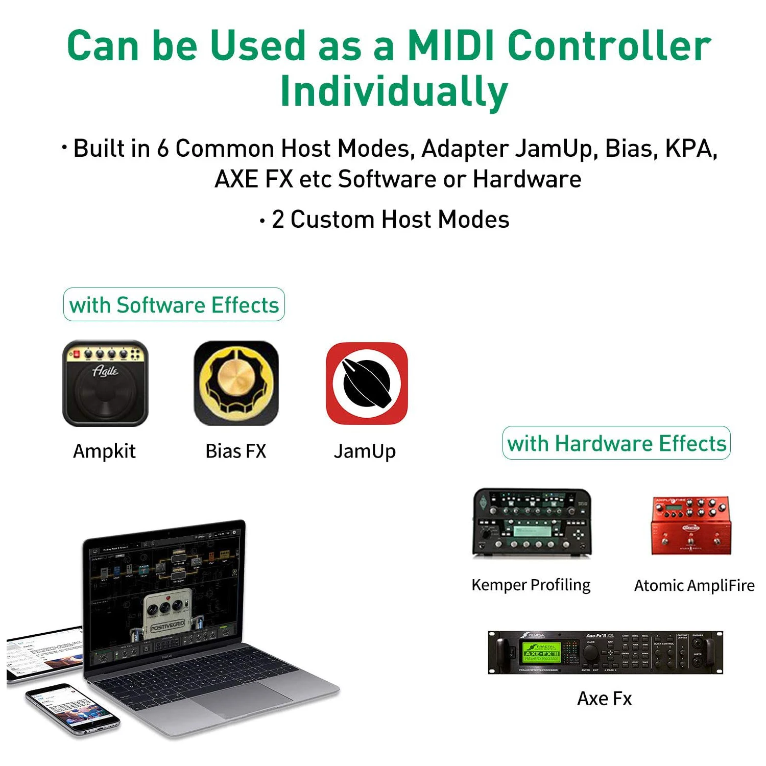 TS Mega 2 в 1 Midi Foot контроллер для гитары с аудио интерфейсом USB гитара запись iPhone iPad