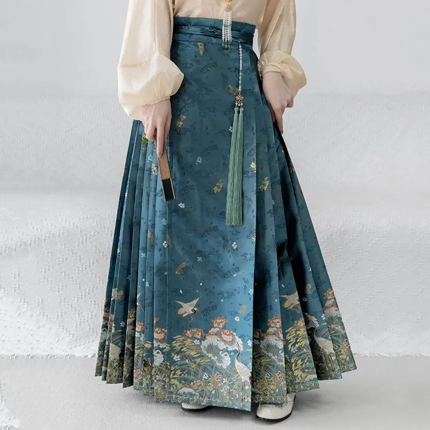 Юбка Mamian китайская династия Мин имитация макияжа тканая золотая юбка с