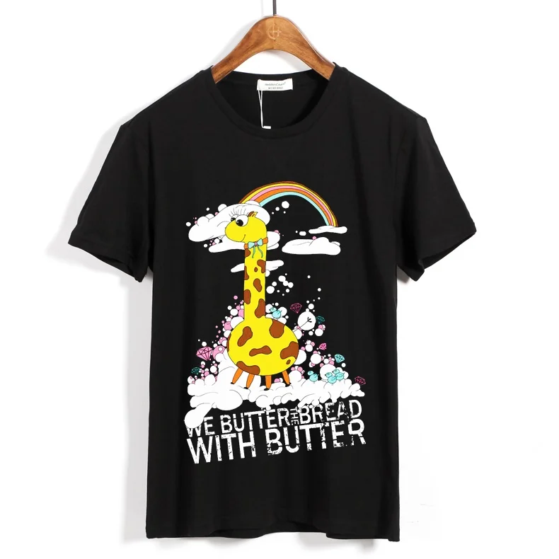 

8 designs Cute rainbow giraffe We Butter The Bread With Butter Rock Brand men women clothing shirt fitness Hardrock hip hop