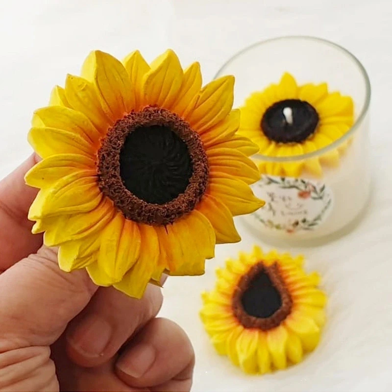

Sunflower Silicone Mold DIY 3D Plaster Clay Soap Candle Flower Mould Car Aromatherapy Pendant Mold Fondant Cake Decor Molds