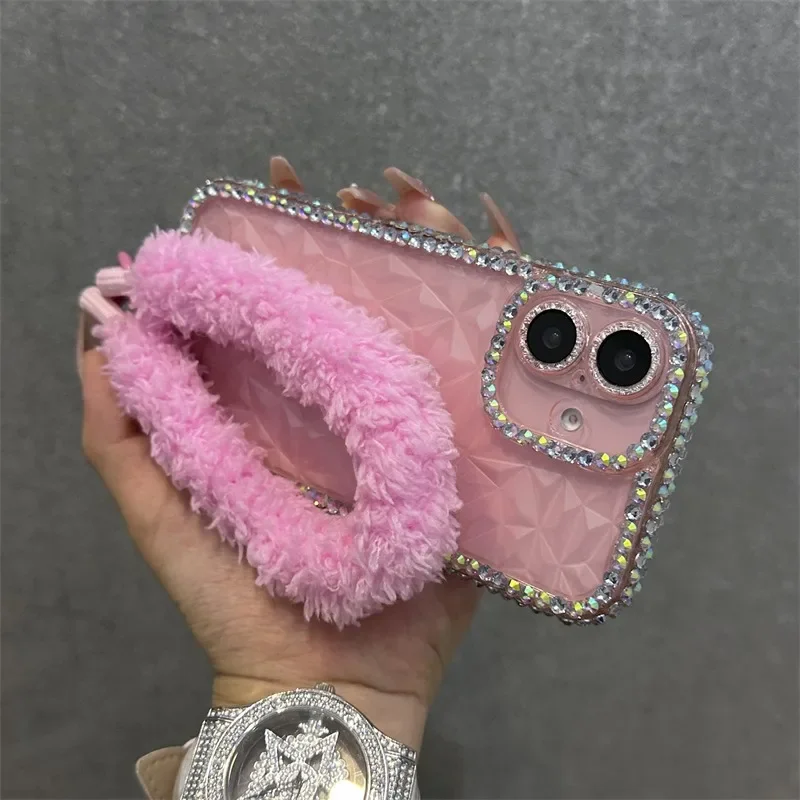 Чехол Water Ripple с блестящими бриллиантами для iPhone 16 15 14 13 12 11 Pro Max 7 8 Plus X XR Xs SE мягкий