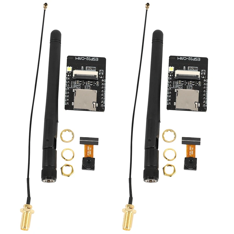 

2X ESP32-CAM ESP32-S WIFI Bluetooth Board OV2640 2MP Wireless Camera Module TF Card Slot With IPEX 2.4G SMA Antenna