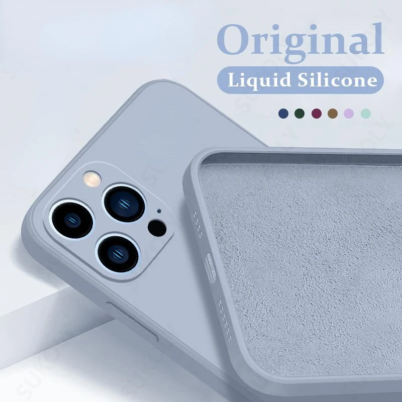 

Luxury Liquid Silicone Case on For iPhone 13 11 12 Pro Max SE 2 2020 XS Max XR X 7 8 6 6S Plus Cover Soft Camera Protection Case