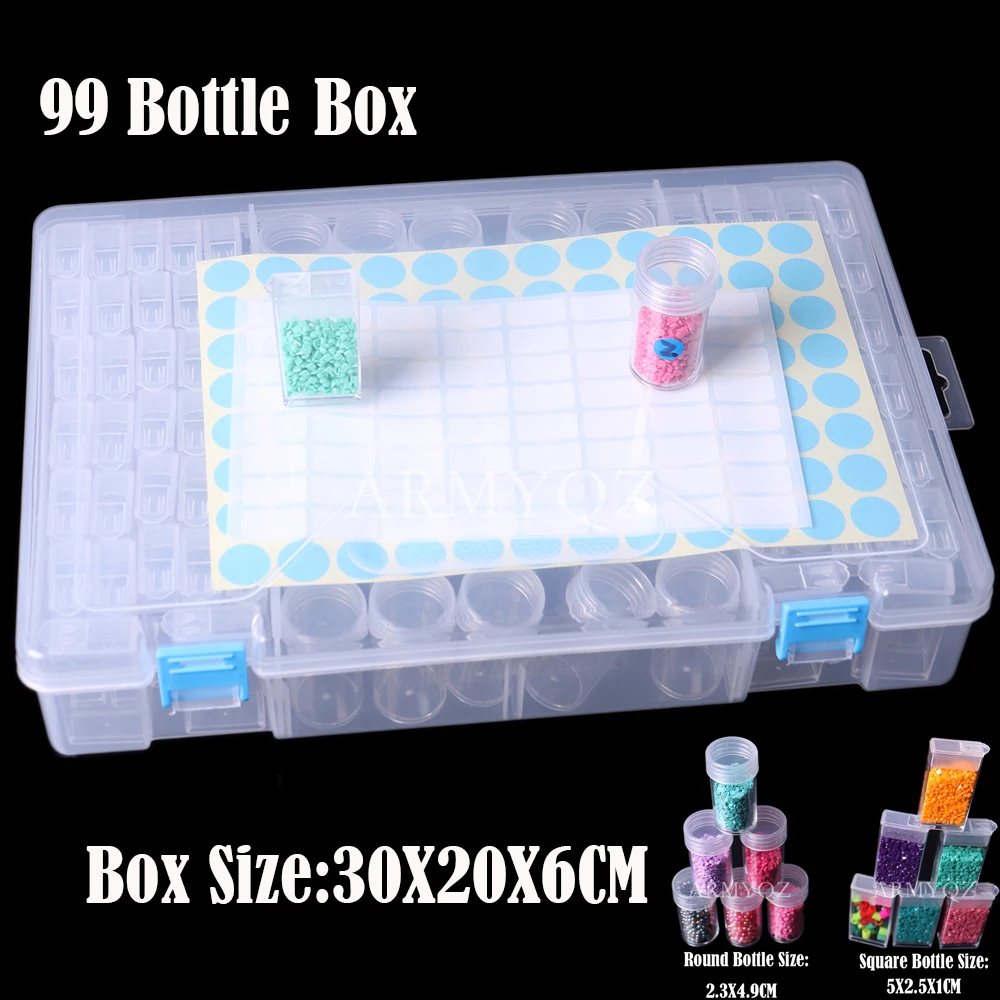 

99/20 коробка, разборные аксессуары для алмазной живописи, чехлы для алмазной вышивки, полипропиленовый пластиковый ящик-органайзер, домашние коробки для хранения