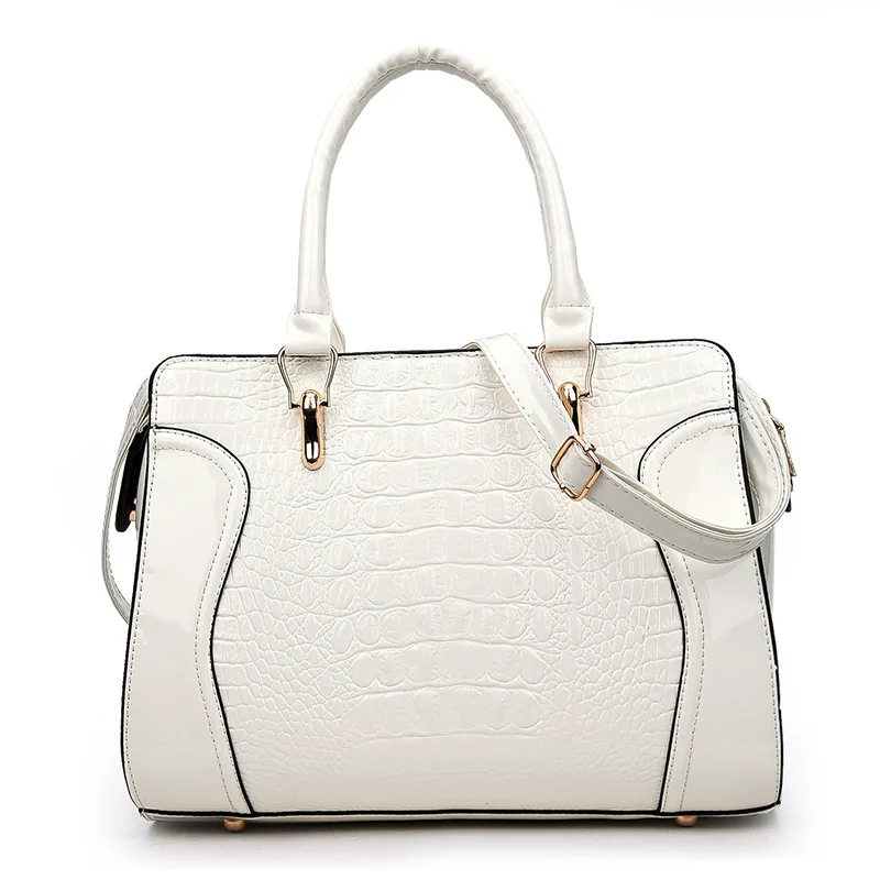 European Retro Handbags Crocodile Pattern Fashion Glossy Stereotyped Portable Ladies One-Shoulder Diagonal Bag Working Tote Bag