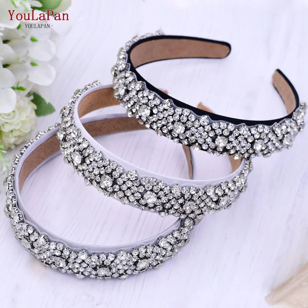 

Женский обруч для волос YouLaPan, Серебристый обруч для волос с бусинами и бриллиантами, свадебные аксессуары для волос