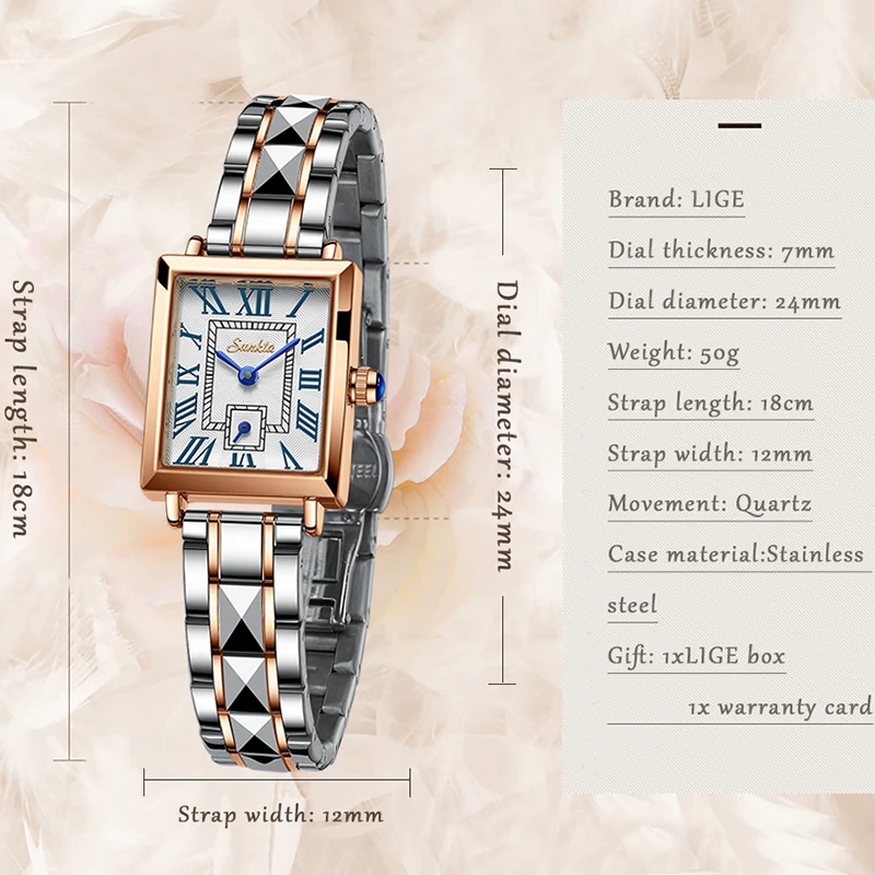 LIGE Brand Ladies Watch Waterproof Bracelet Watches for Women Rose Gold Clock Luxury Quartz Wrist Watch Woman Gift Reloj Mujer