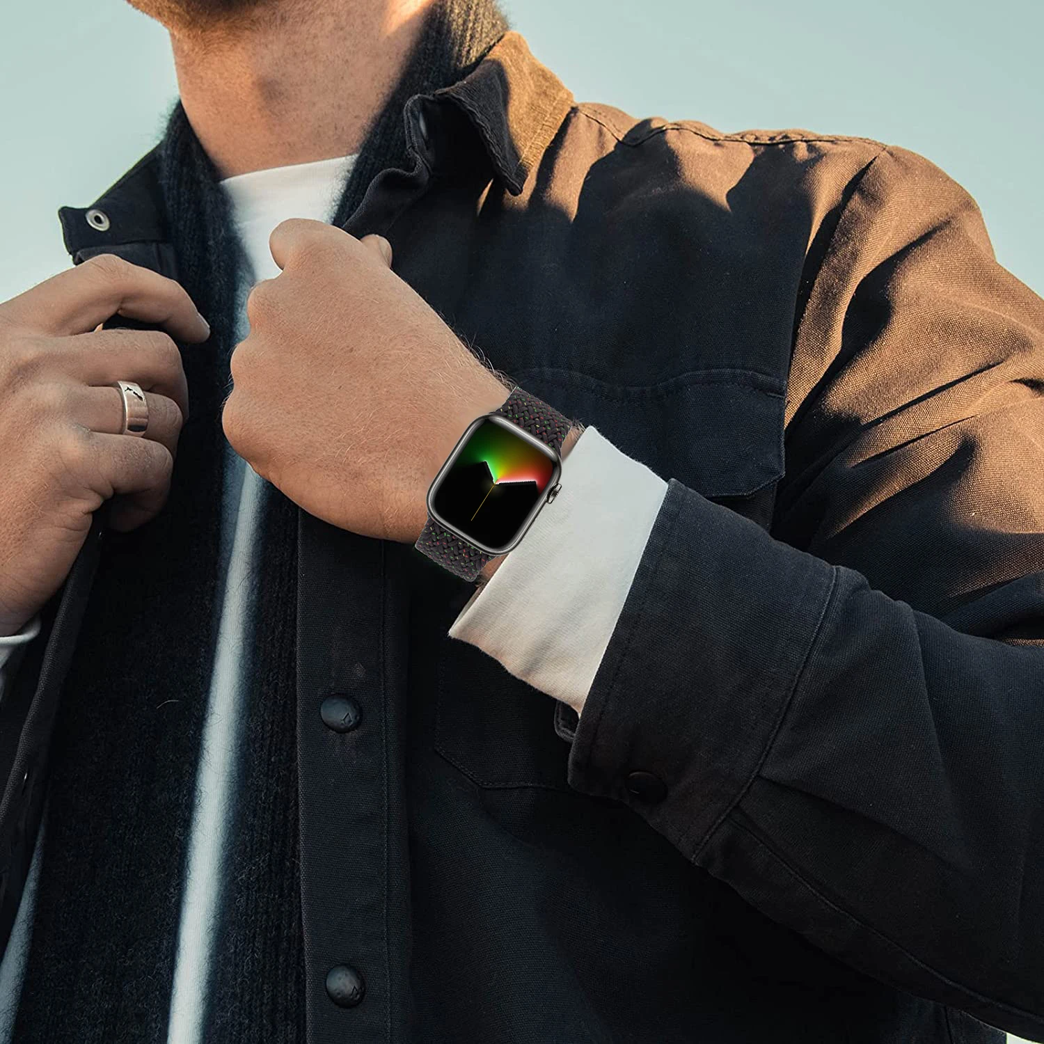 Ремешок Solo loop для Apple Watch band 44 мм 45 40 41 42 38 нейлоновый эластичный браслет iWatch series 3 4 5