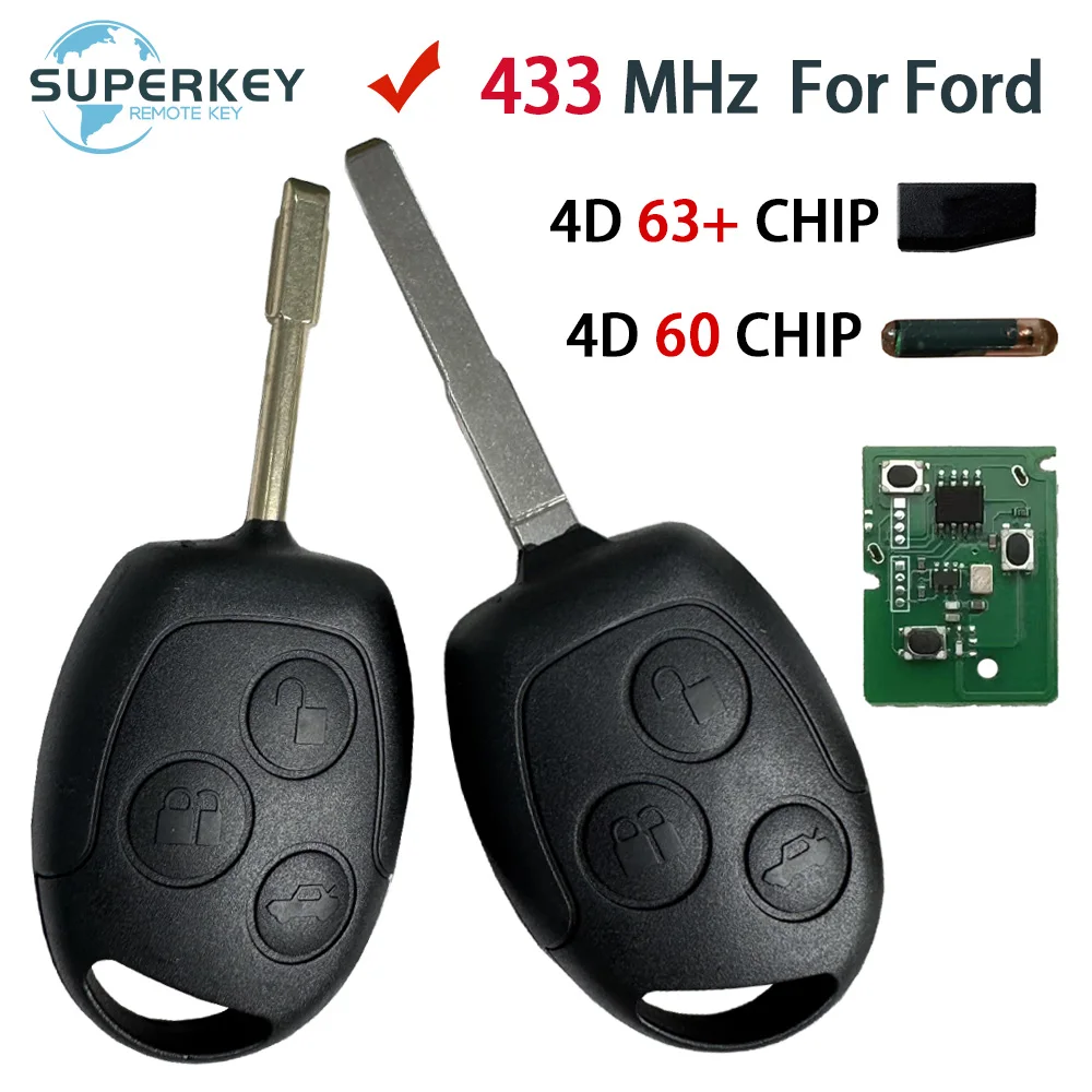 Для Ford Focus Mondeo Transit подключается Courier Fiesta Galaxy C-Max S-Max Fusion 433 МГц дистанционный ключ