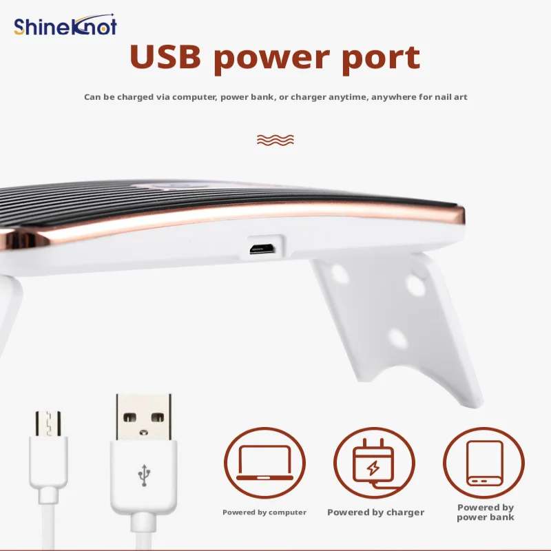 Фото SHINEKNOT 36W Мини-лампа для ногтей, портативная, с питанием от USB, многофункциональная УФ-лампа, ручная светодиодная лампа для маникюра, складная подставка, легкость переноски №1