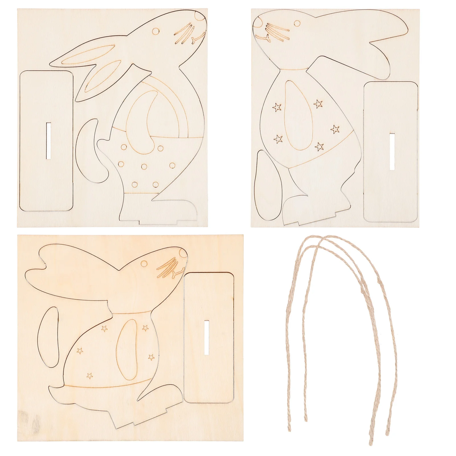 

3Pcs Decorative Bunny Craft Children Wood Rabbit Toys Garden Layout Decoration