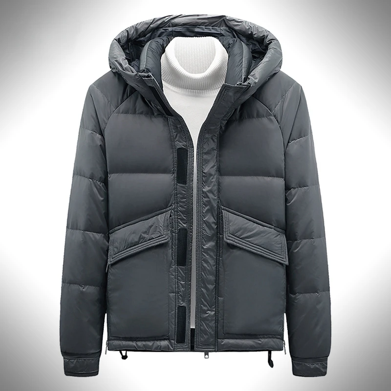 

Nieuwe Winter Heren Down Jassen Warm Hooded Parka Mannelijke Stand Kraag Winddicht Puffer Jas Dikke Rits Down Jassen Mannen 5XL