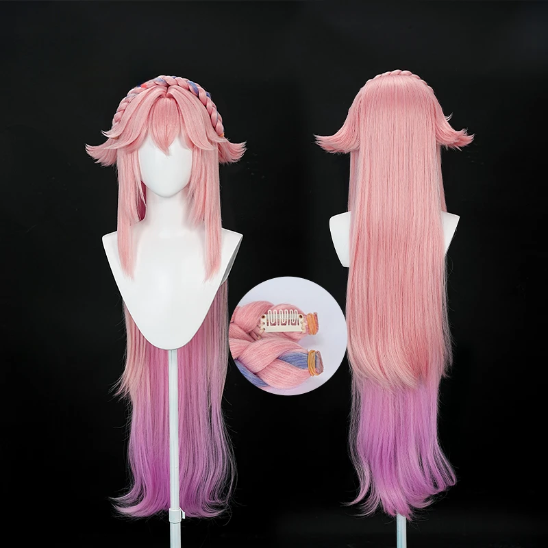 Косплей Yae Miko длинный розовый парик Хэллоуин карнавал вечеринка событие