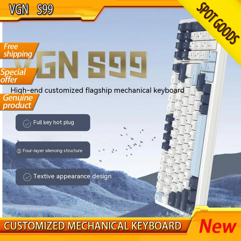 

Беспроводная механическая клавиатура VGN S99 Game Power Thri-mode Dynamic RGB Hot Plug