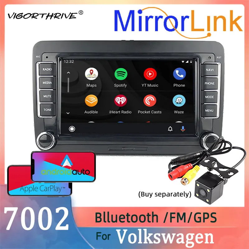 

2Din 7-дюймовый встроенный Carplay Android Bluetooth MP5 плеер GPS-навигация WIFI автомобильное радио для Bora Golf VW Polo Passat B6 B7 Touran