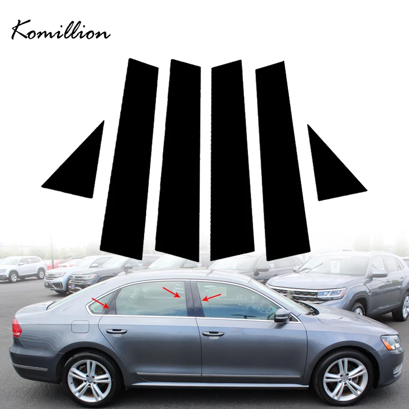 

6 шт., автомобильные столбы, дверные и оконные наклейки, глянцевые черные Внешние детали для VW Passat 2011 2012 2013 2014 2015 2016 2017 2018