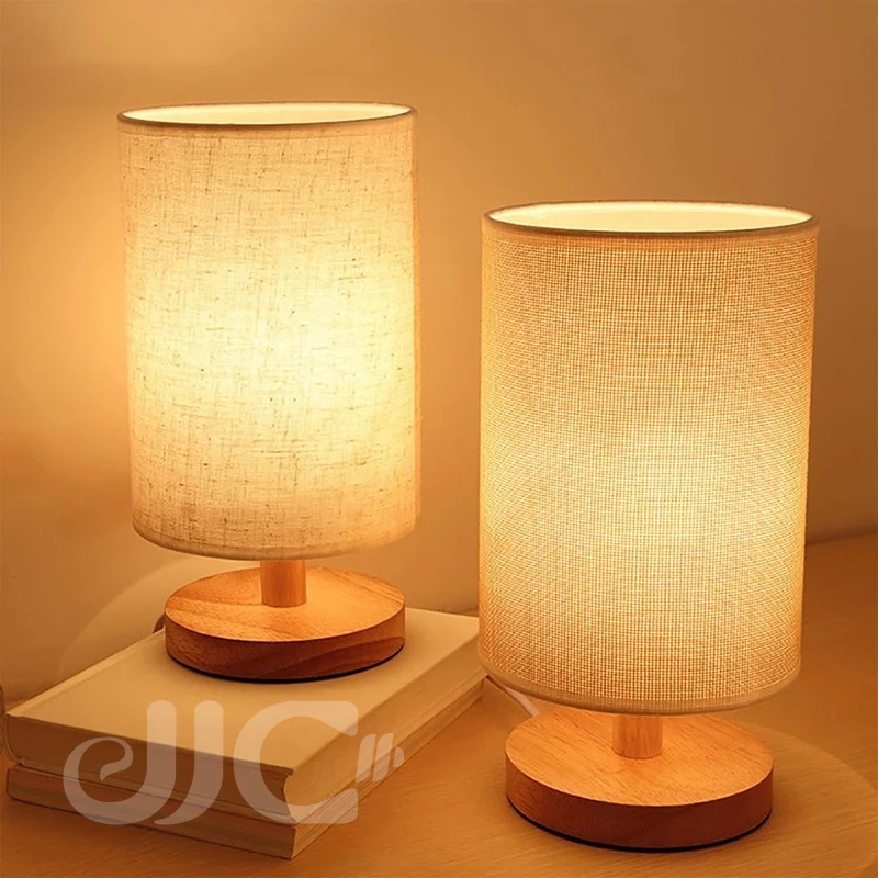 

JJC USB Powered Modern Nordic Wood Table Lamp Night Light For Bedroom Illumination Warm White Gift Wooden Bedside Kids Room Deco