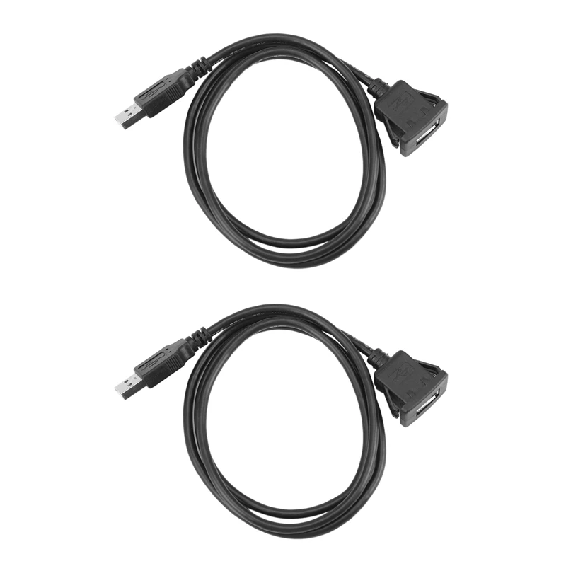 

2X Car Dash Board Flush Mount USB Male To Female Socket Extension Panel Cable 1M