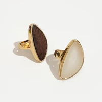 perisbox 2 designs dark wooden rings for women irregular gold color geometric statement rings big size everyday jewelry 2019