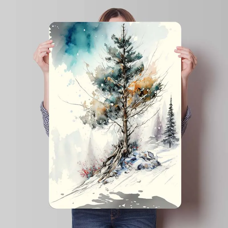 Украшение для двери сосна на горе плакат с пейзажами металлическая Настенная