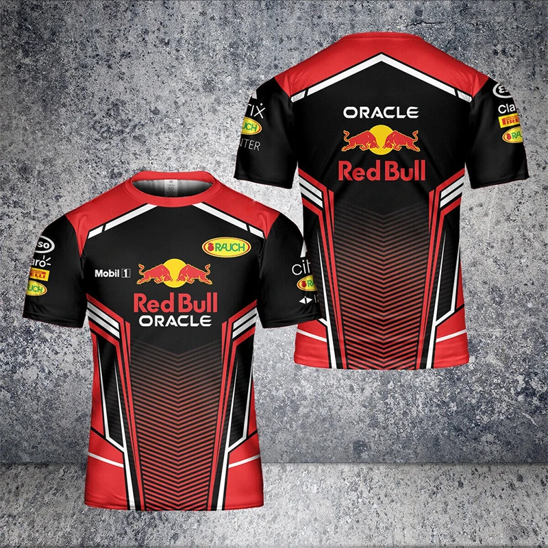 

2023Summer Hot Selling F1 Bull T-shirt New F1 Formula One Racing Short Sleeve Men's Women's Red Quick Dry Extreme Sports Shirt