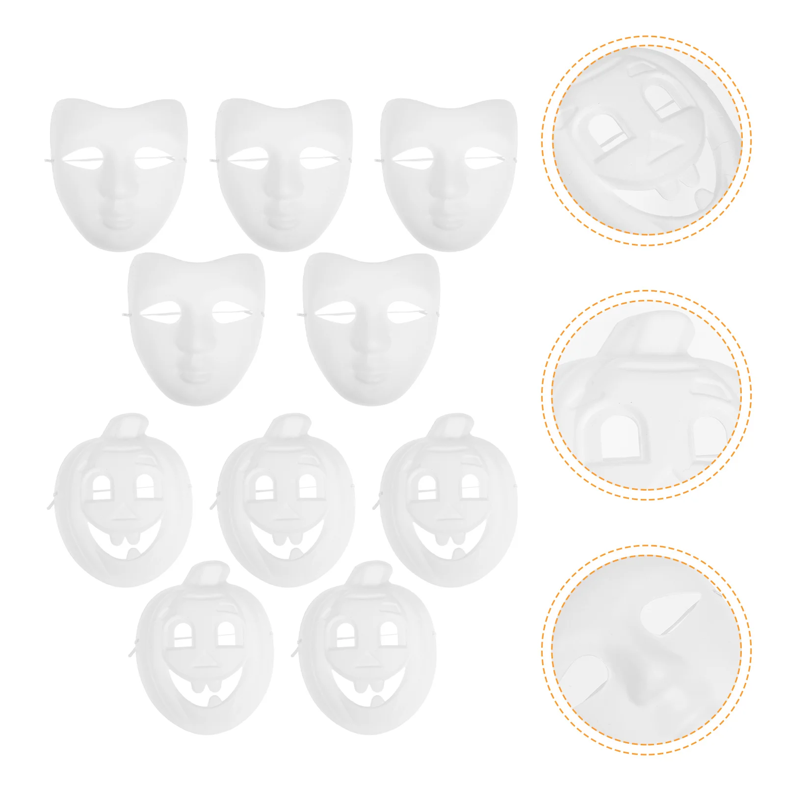 

Diywhite Masquerade Blank Paper Pumpkin Cosplay Gras Mardi Full Party Mache Painting Props Animal Costume Scary Paintable