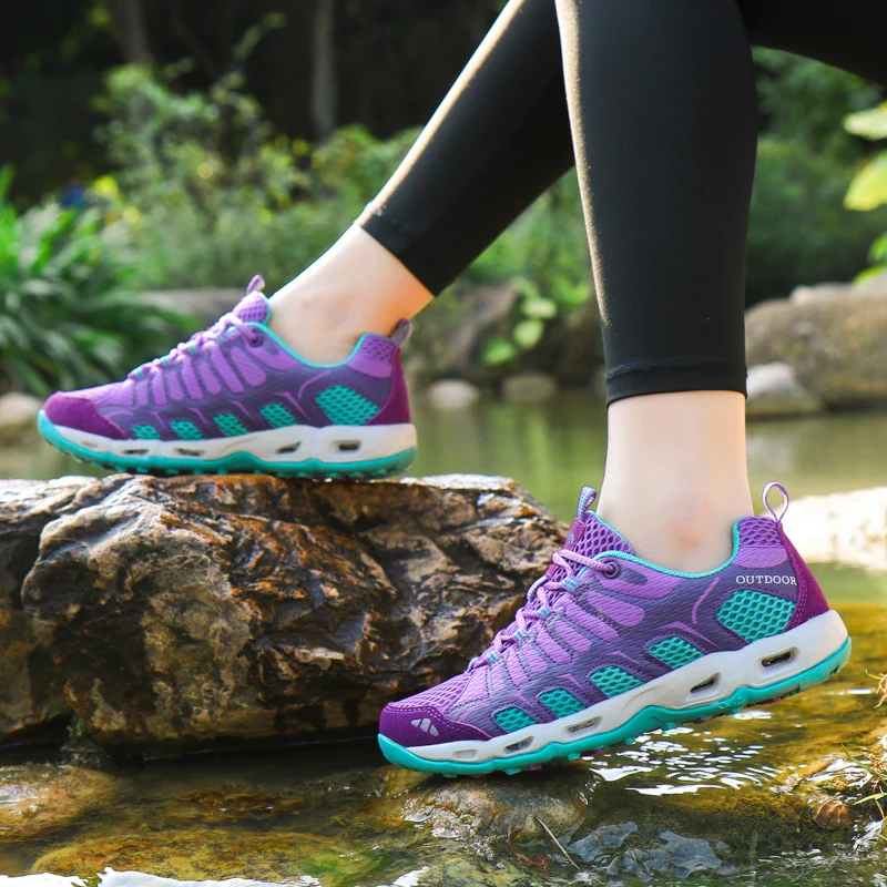 Summer Women's Hiking Sneakers Breathable Mesh Sports Upstream Shoes Women Outdoor Non slip Wading Shoes Travel Couple Sneakers