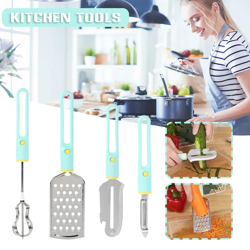 

4pcs Kitchen Gadgets Multifunctional Kitchen Set Egg Beater Peeler Grater Practical Kitchen Accessories