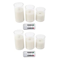 promotion 2x remote flameless candle pillar real wax electric led glass candle set with control timer 4 inch 5 inch 6 inch pac