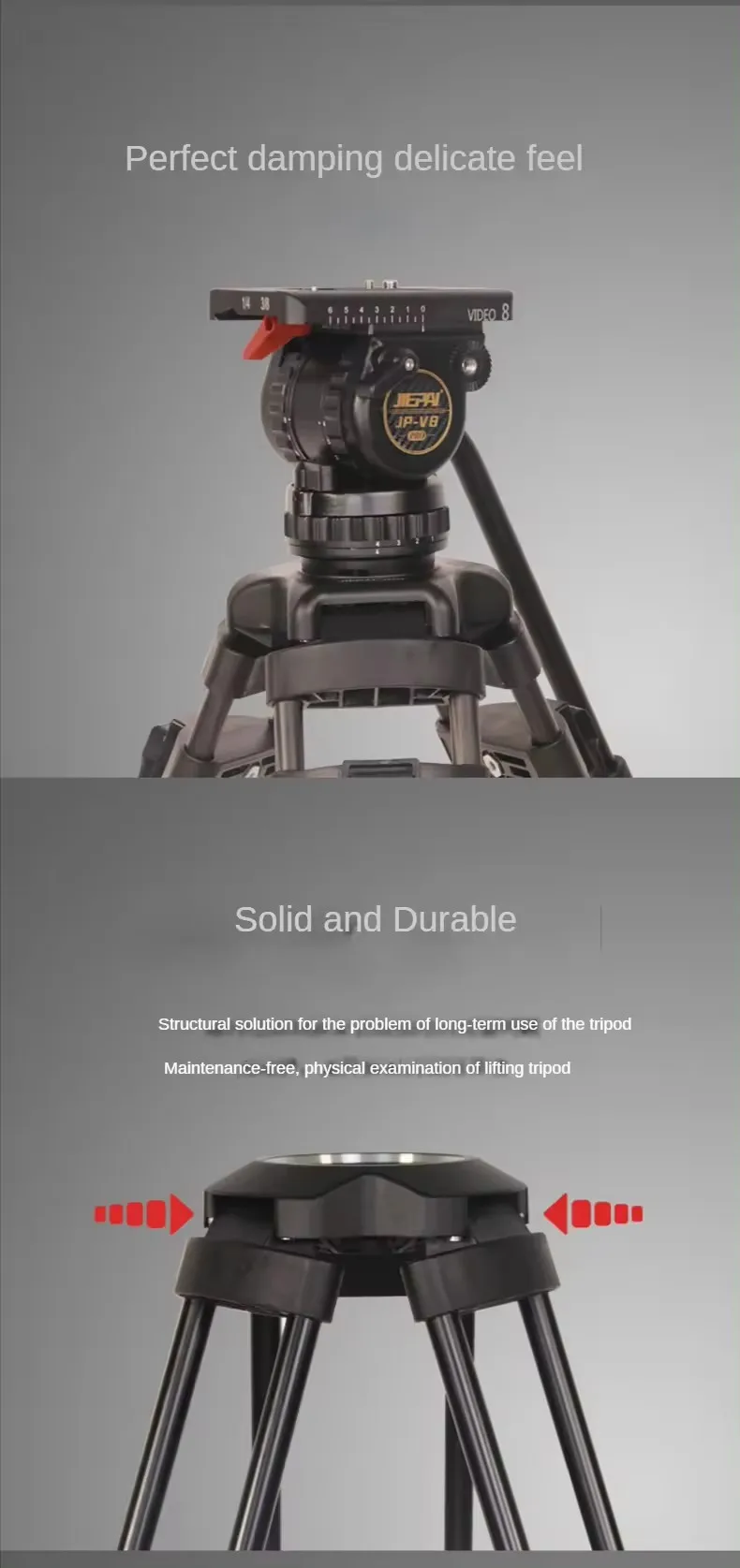 Фото Профессиональный телевизионный штатив Jiepai V18 Pro из углеродного волокна для тяжелых условий эксплуатации №4