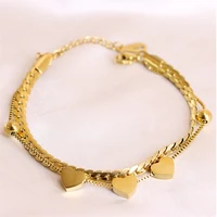 yw gairu gold light luxury love simple 316l stainless steel bracelet fashion womens heart double link bangle bracelets