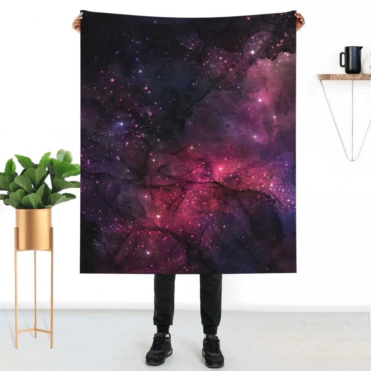 

Starry Star Outer Space Blanket Galaxy Planetary Stars Pattern On the Bed Customize Throw Blanket For Sleeping Cute Blankets