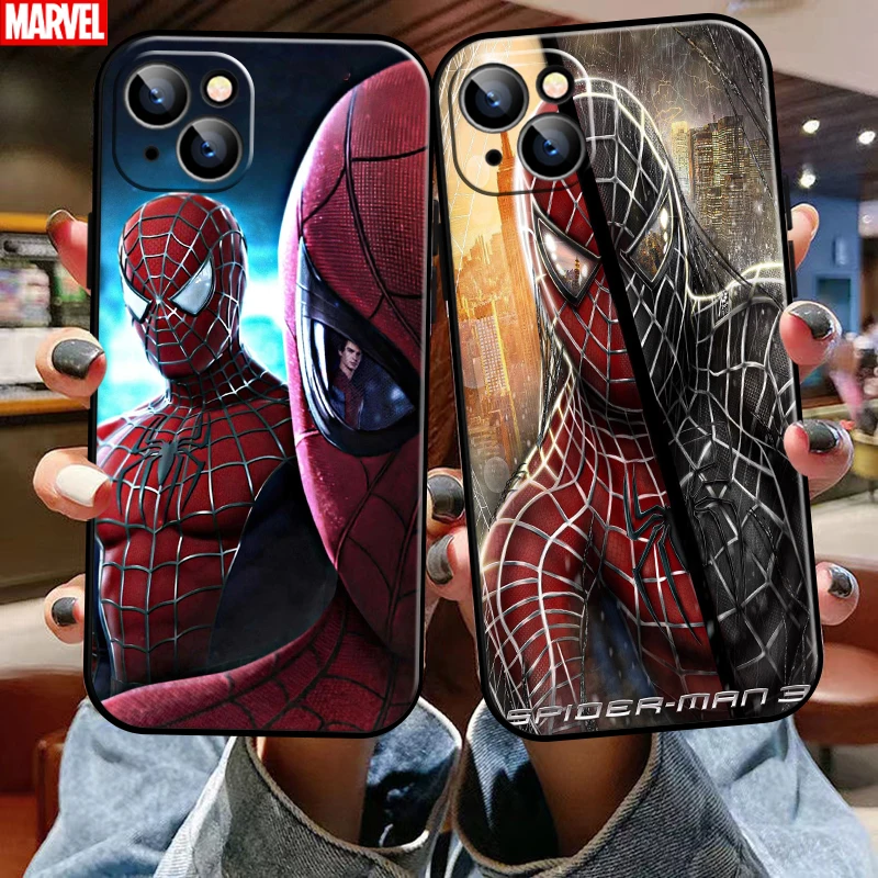 

Marvel Spiderman For Apple iPhone 13 12 11 Pro Mini X XR XS Max SE 6 6S 7 8 Plus Phone Case TPU Silicone Cover Soft Black Funda