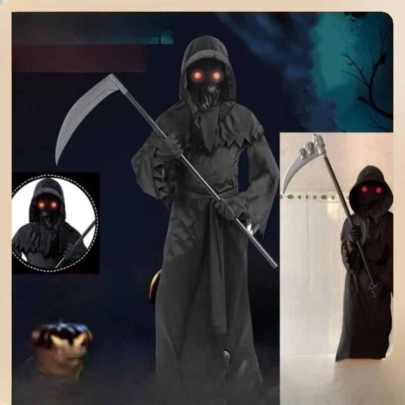 

Creepy Red Eyes Fade In And Out Phantom Grim Reaper Glow LED Glasses In The Dark Costume Cosplay Kids Halloween Carnival Party