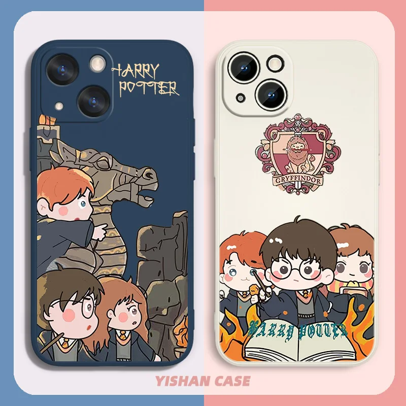 

School of Magic Harryys Potters Wand Phone Case For iPhone iPhone 14 13 12 11 Pro Max mini XR XS X 8 7 6S Plus Liquid Rope Cover