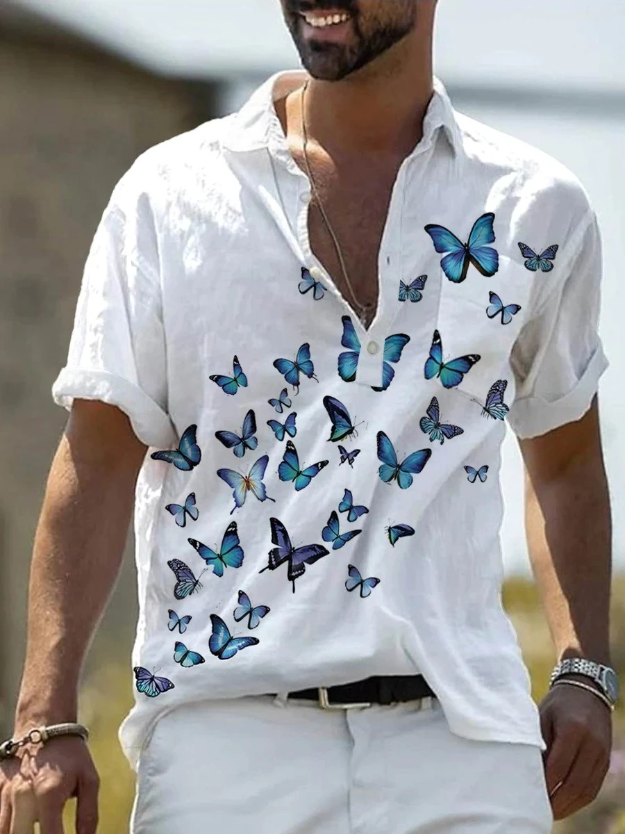 

Men's Butterfly Oil Painting Art Print Casual Shirt