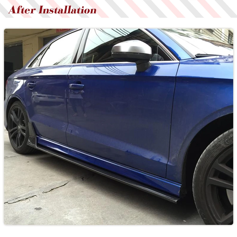 Фото Для Audi A3 S-LINE S3 Седан 2014-2019 Не для A3 База из углеродного волокна Автомобильные боковые юбки Удлинитель спойлера Автомобильный гоночный комплект кузова №2