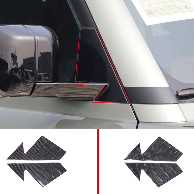 

For 2020-2023 Land Rover Defender 110 Real Carbon Fiber car front window mirrors A-pillar triangle trim cover car accessories