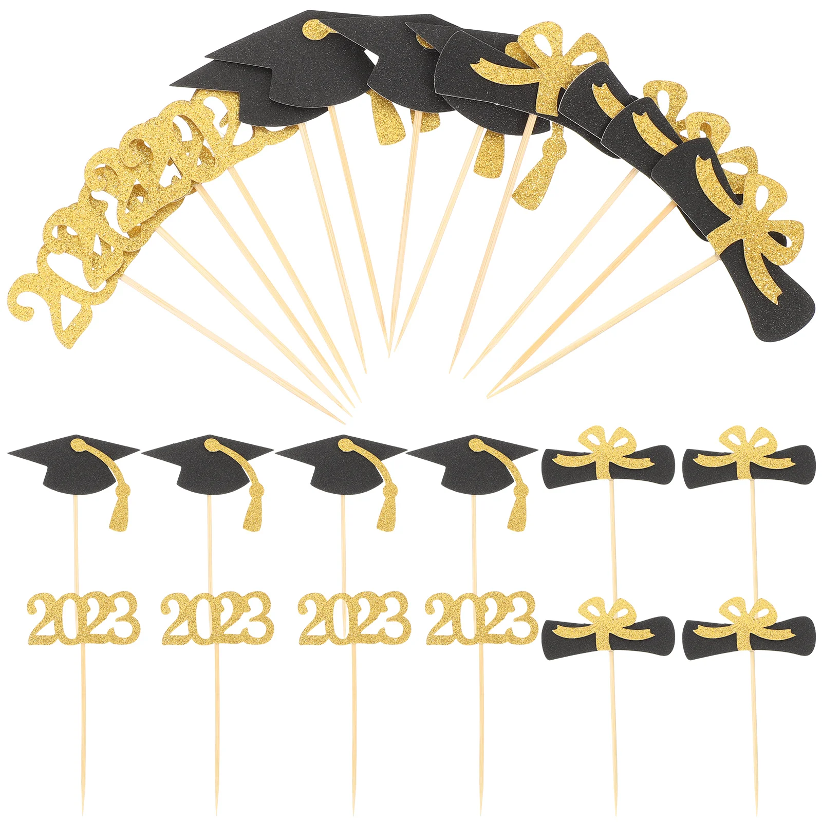 

2023 Graduation Card Insertion Cupcake Topper Party Decoration Dessert Ornaments Decorative Adorn Decors Decorations Mini