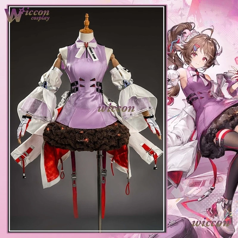 Фото Костюм для косплея Youkoo Game Arknights: Эндфилд Арделия, с париком, рожками, великолепное платье, наряд для Хэллоуина, ролевых игр, женский №3