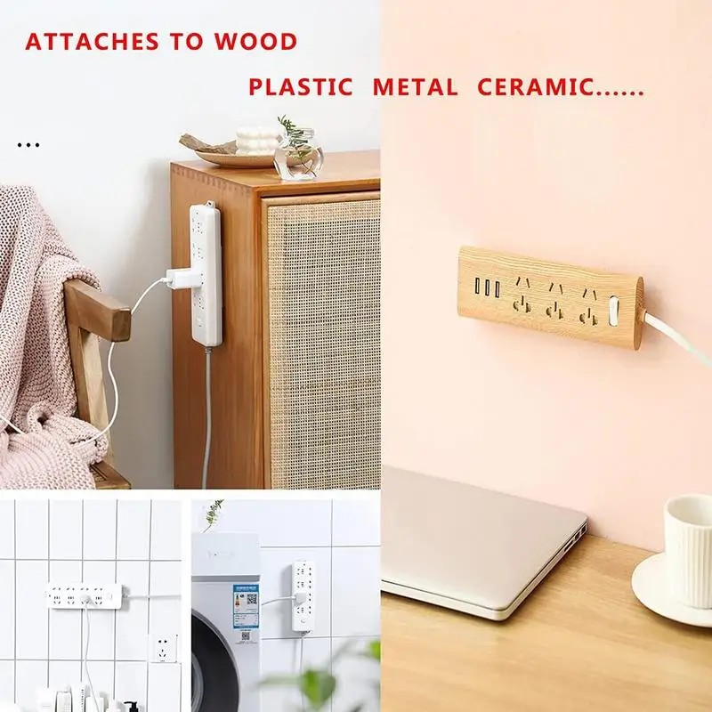 Power Strip Holder Self-Adhesive Cable Management Punch Free Surge Protector Wall-Mounted Plug-in Desktop Mountable Socket Fixer