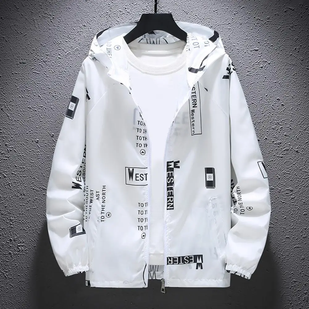 

Stylish Letter Print Jacket Coat Thin Coat Elastic Cuff Sun Block