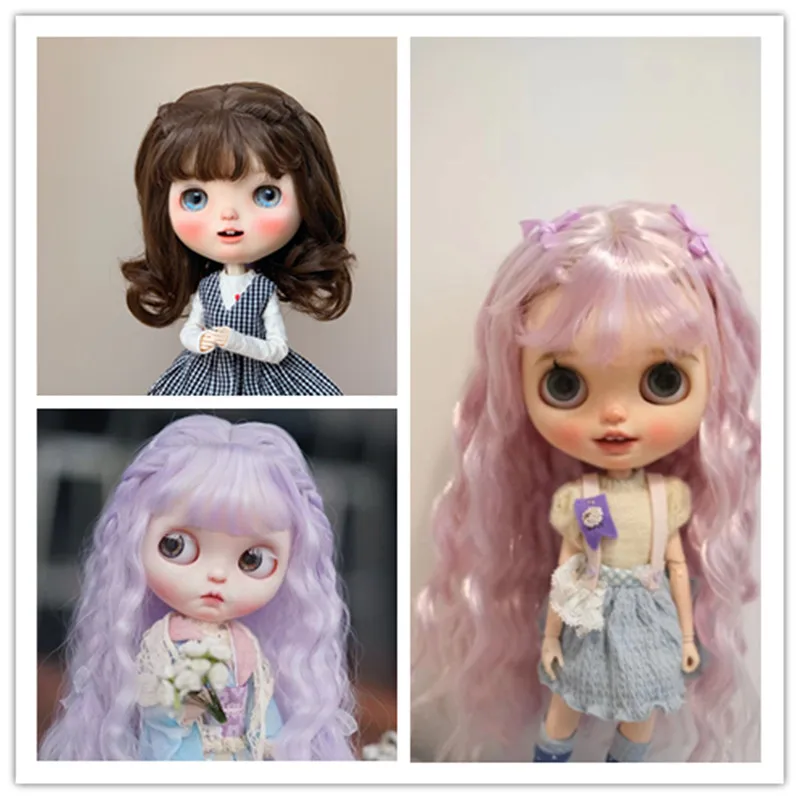 

Blythes small cloth BJD wig milk silk bow wave curl